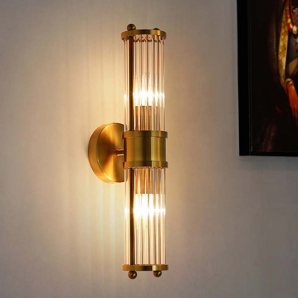 Aplique de pared LED de cristal dorado para interiores