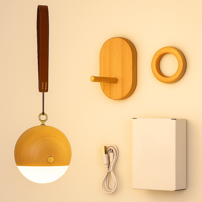 Applique da parete LED moderna in legno con controllo touch luce ricaricabile