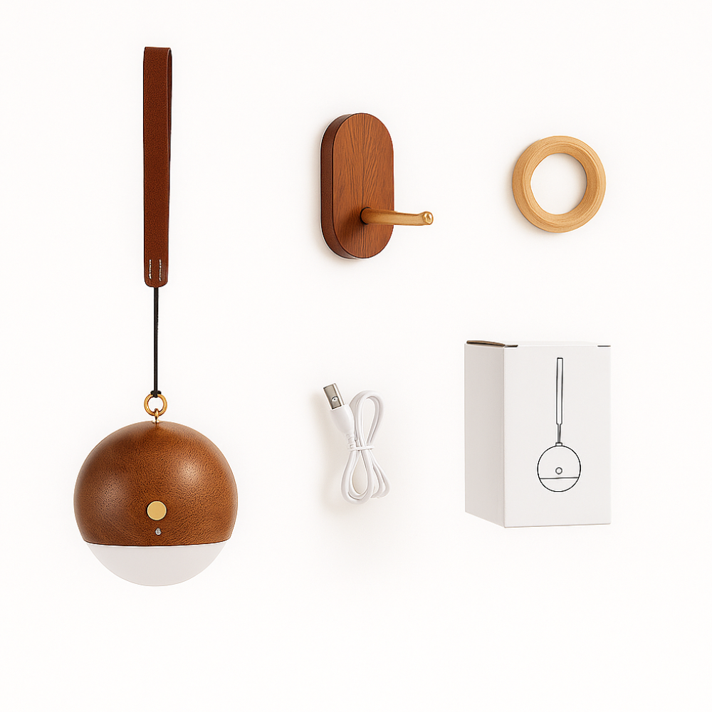 Applique da parete LED moderna in legno con controllo touch luce ricaricabile