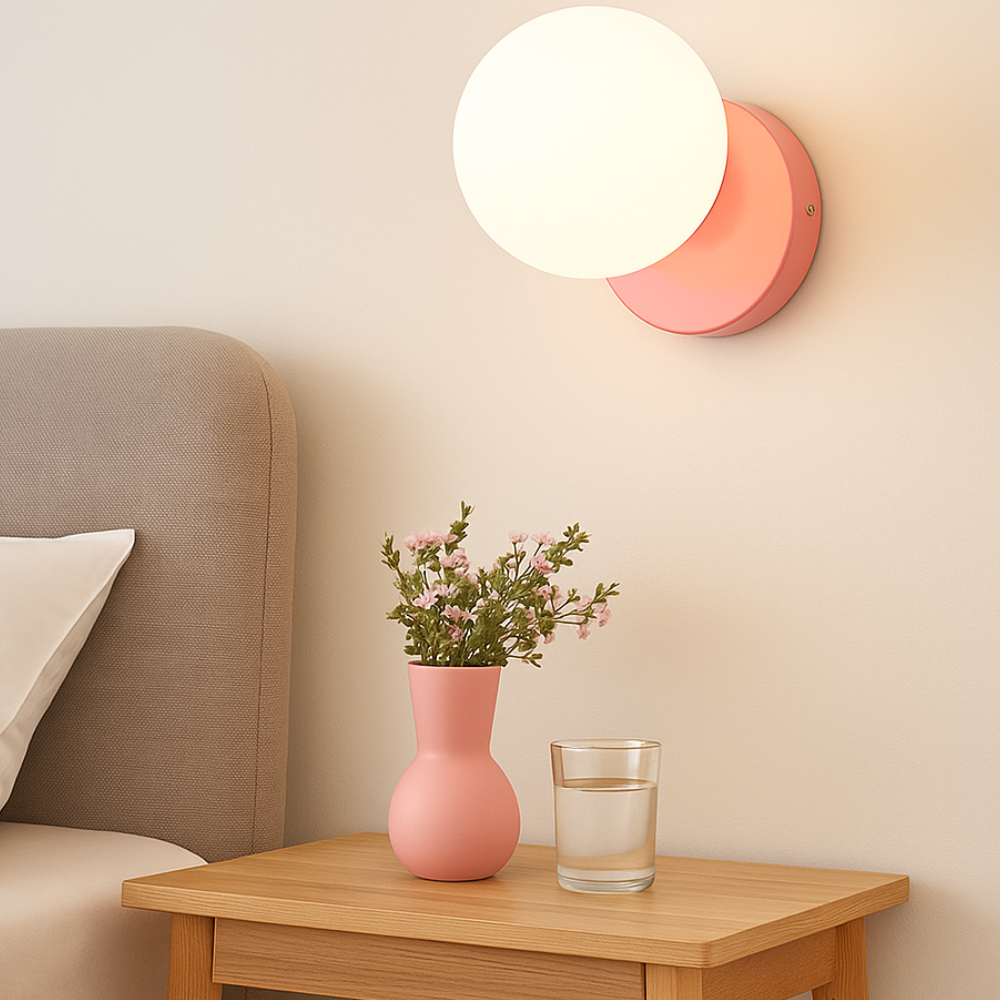 Aplique de pared moderno con globo de vidrio luz LED para interiores