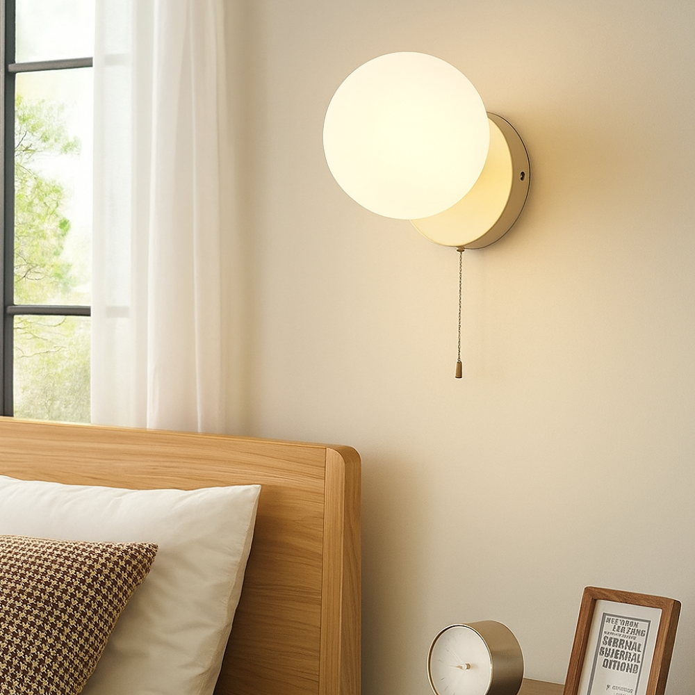Aplique de pared moderno con globo de vidrio luz LED para interiores