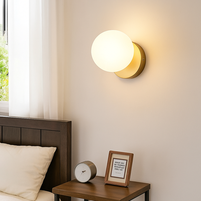 Aplique de pared moderno con globo de vidrio luz LED para interiores