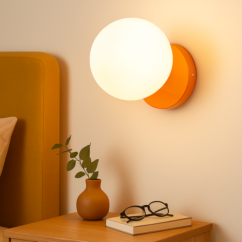 Aplique de pared moderno con globo de vidrio luz LED para interiores