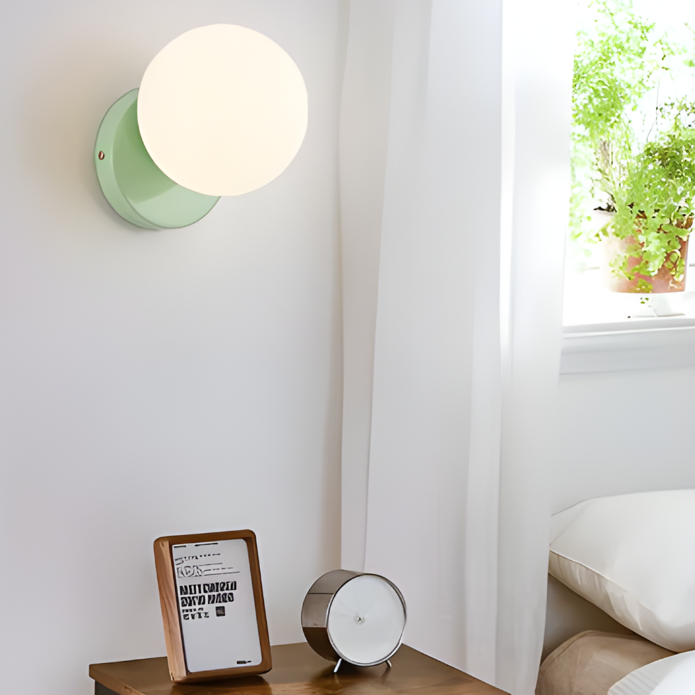 Aplique de pared moderno con globo de vidrio luz LED para interiores