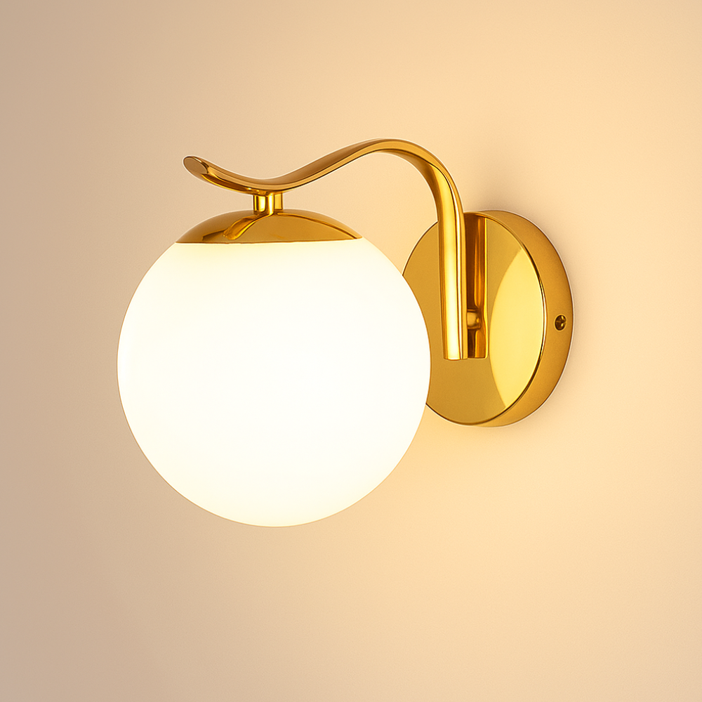 Applique da parete moderna in metallo con globo di vetro lampada LED da interno