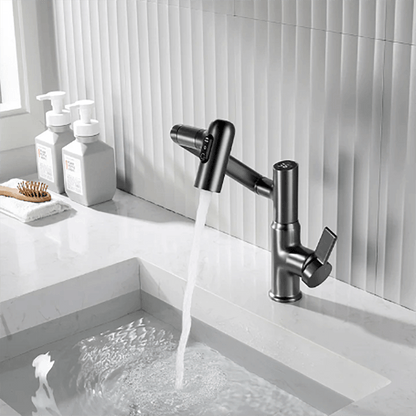 Bathroom Tap Black Modern Mixer with LED Display
