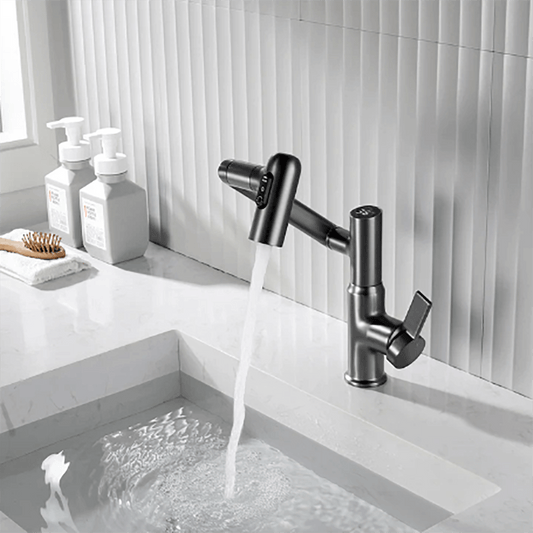 Bathroom Tap Black Modern Mixer with LED Display