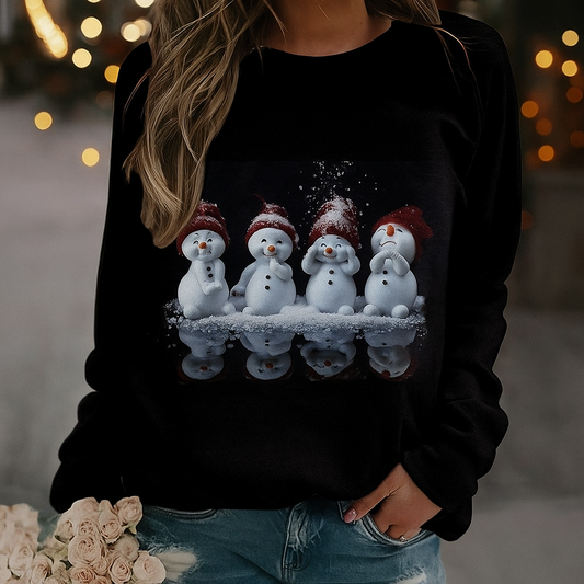 Women Christmas Snowman Sweatshirt Cozy Winter Pullover