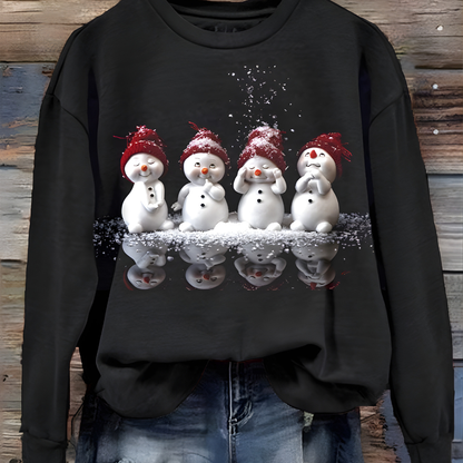 Women Christmas Snowman Sweatshirt Cozy Winter Pullover
