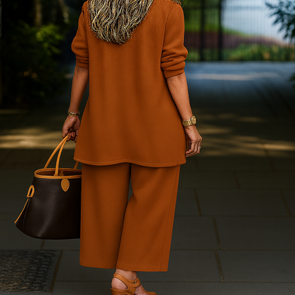 Women Elegant Two Piece Loungewear Set Relaxed High Waist Co Ord