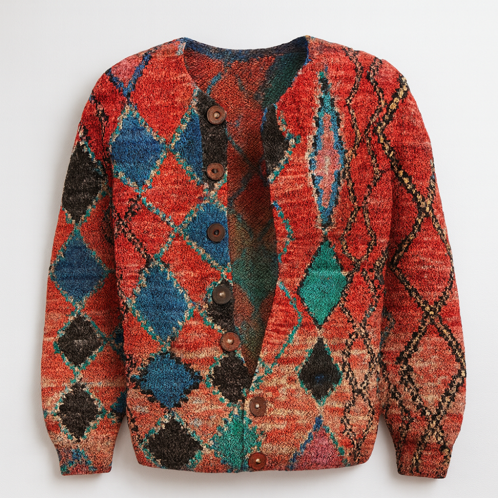 Women's Knitted Flowers Sweatshirt Long Sleeve Oversized Cardigan