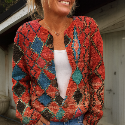 Women's Knitted Flowers Sweatshirt Long Sleeve Oversized Cardigan