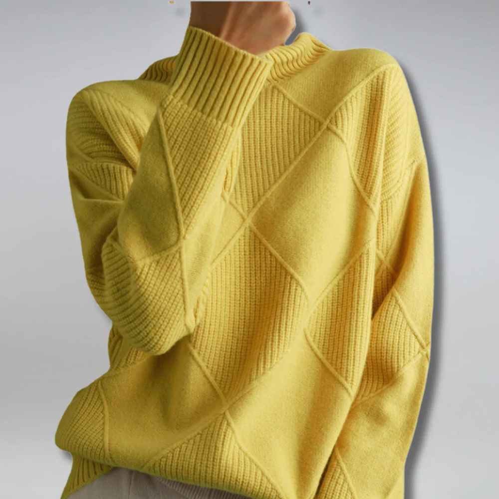 Suéter de cuello alto de punto para mujer, manga larga, oversize