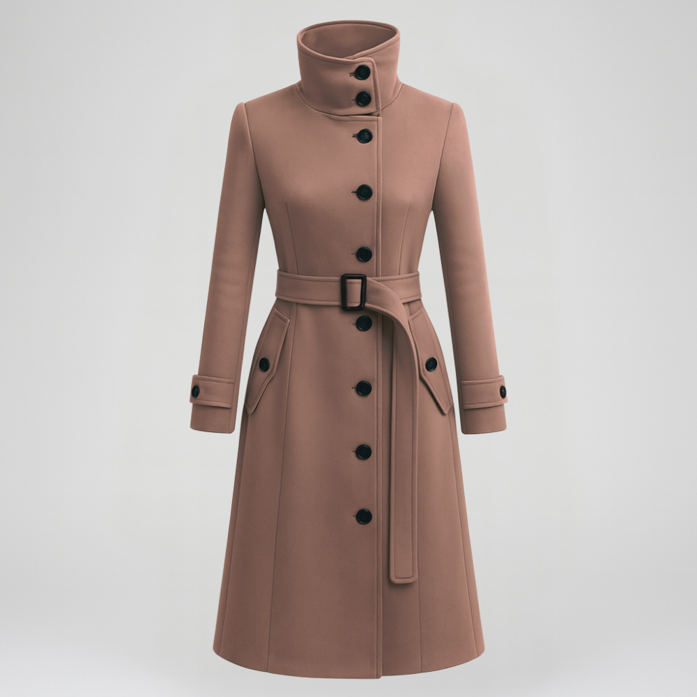 Women Long Trench Coat Winter Tailored Overcoat Belted