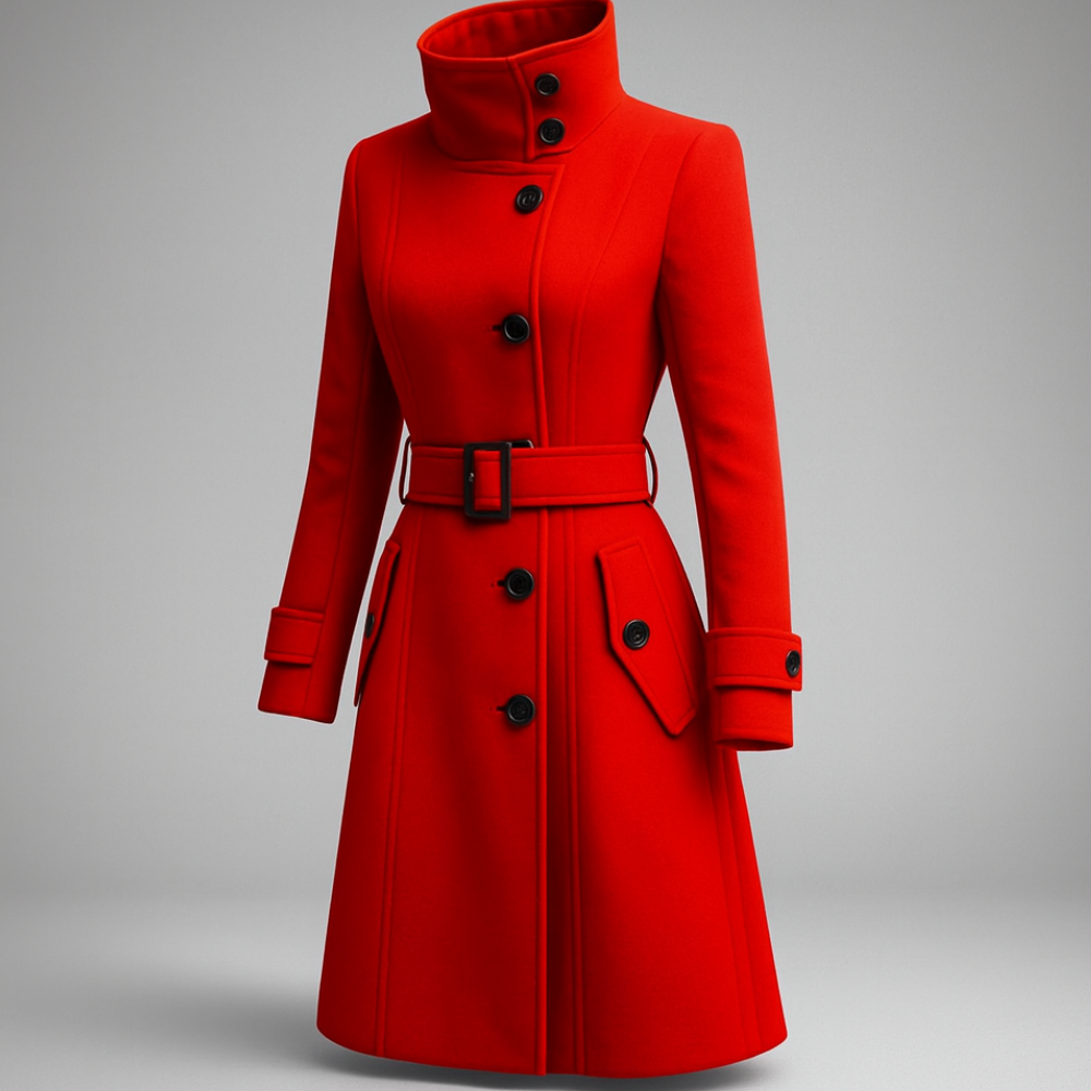 Damen langer Trenchcoat Winter maßgeschneiderter Mantel mit Gürtel