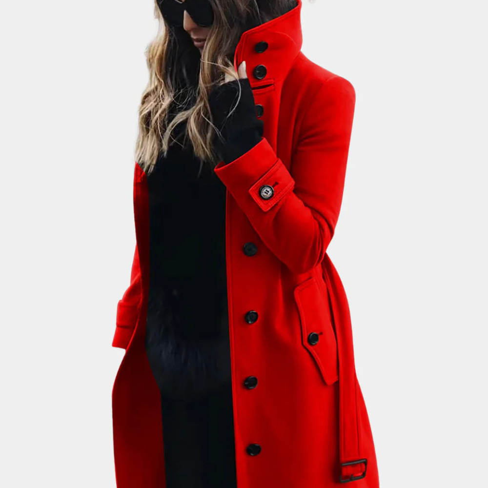 Damen langer Trenchcoat Winter maßgeschneiderter Mantel mit Gürtel