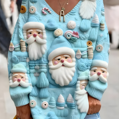 Women Oversized Knitted Christmas Sweatshirt Long Sleeve Jumper