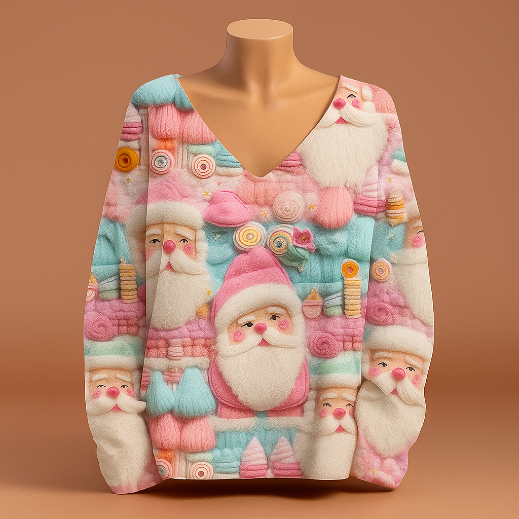 Women Oversized Knitted Christmas Sweatshirt Long Sleeve Jumper