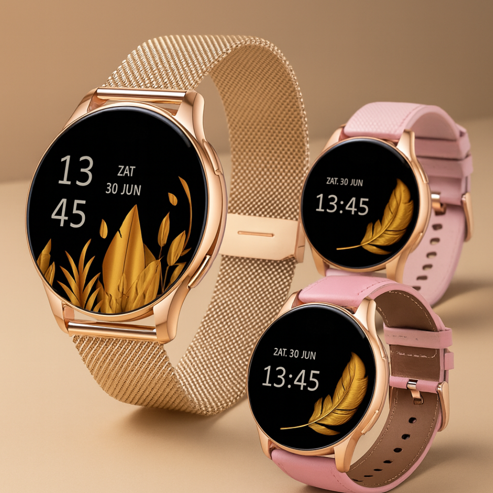 Reloj inteligente para mujer acero inoxidable AMOLED rastreador de fitness