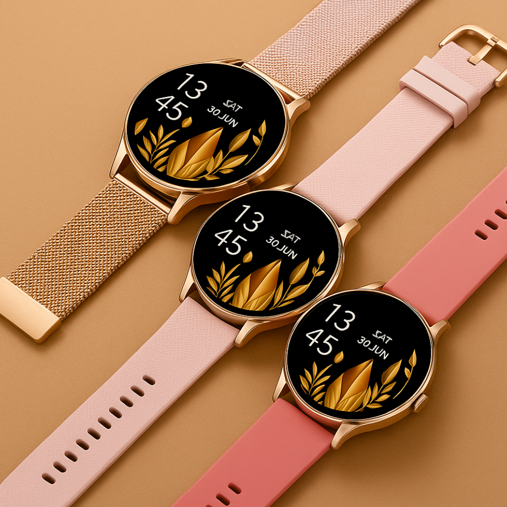 Reloj inteligente para mujer acero inoxidable AMOLED rastreador de fitness