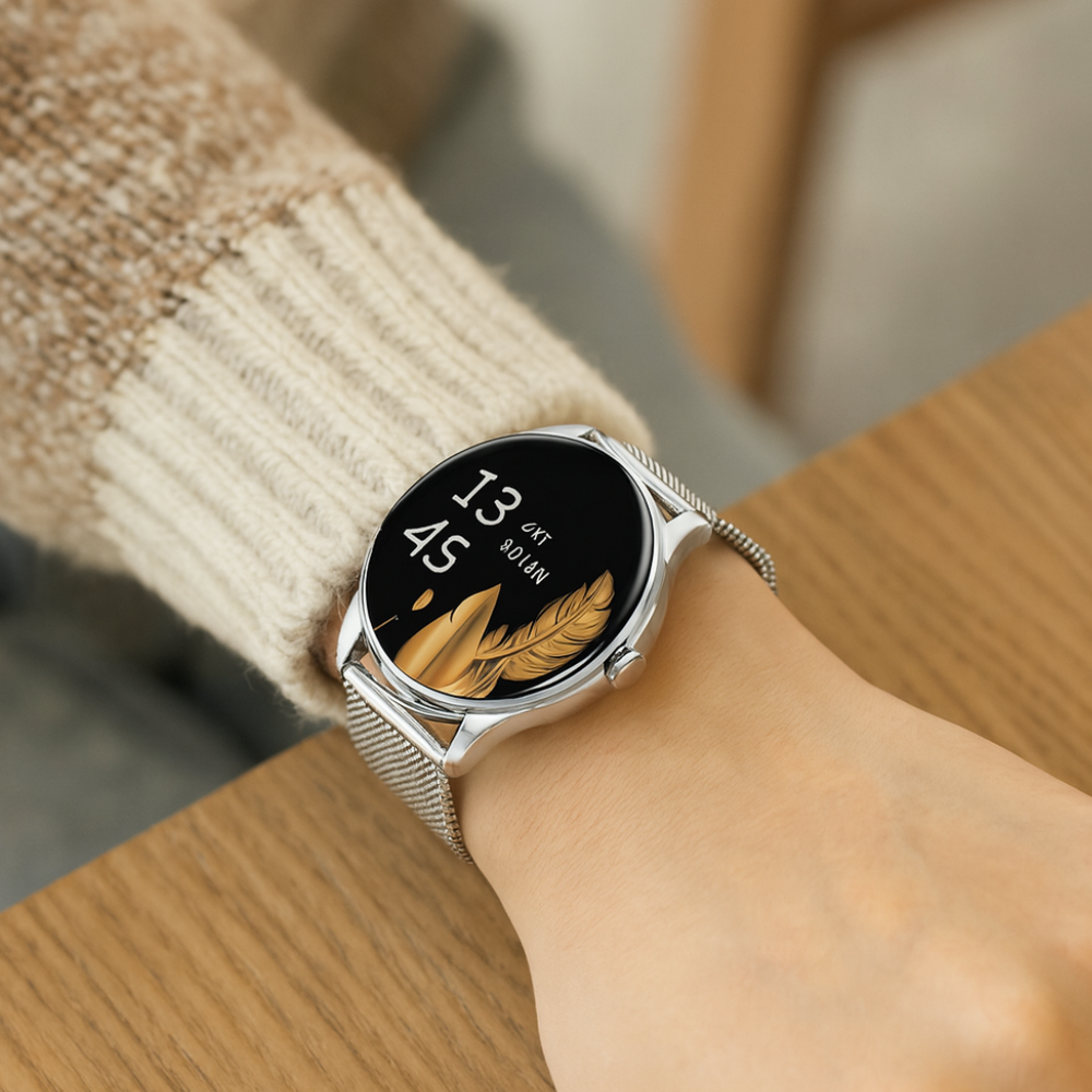 Women Smartwatch Stainless Steel AMOLED Fitness Tracker