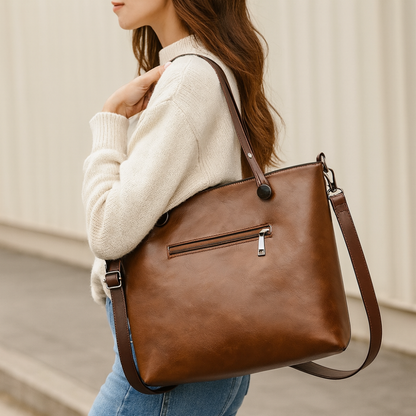 Women’s Leather Tote Handbag Shoulder Crossbody Multi Compartments