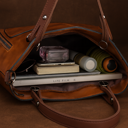 Women’s Leather Tote Handbag Shoulder Crossbody Multi Compartments