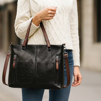 Women’s Leather Tote Handbag Shoulder Crossbody Multi Compartments