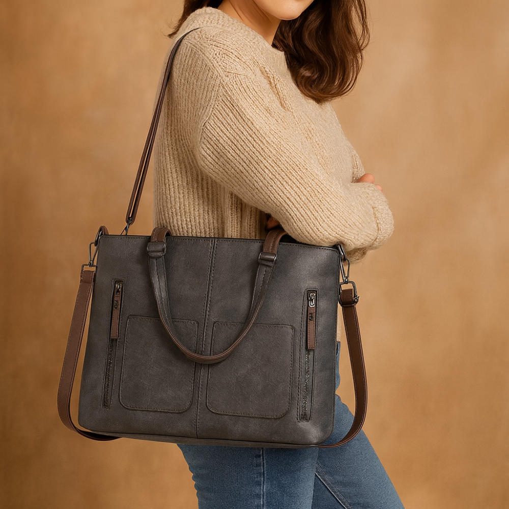 Women’s Leather Tote Handbag Shoulder Crossbody Multi Compartments