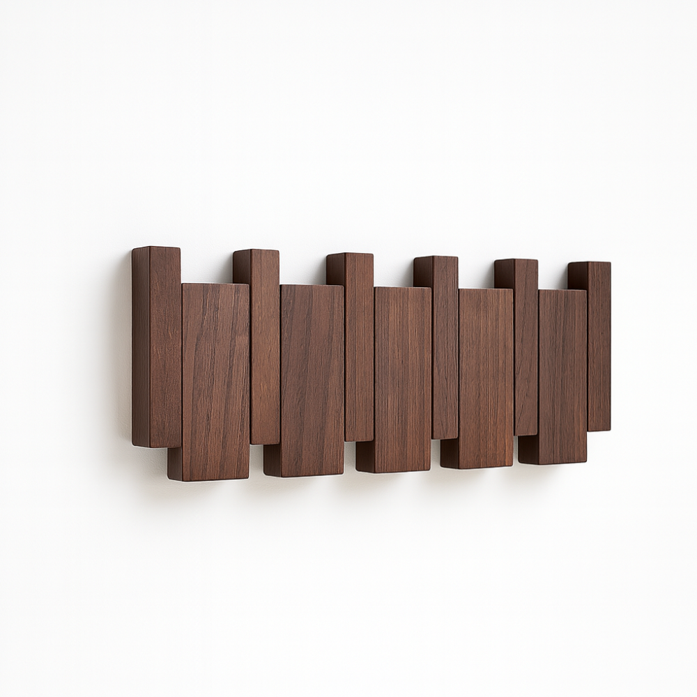 Perchero de pared de madera con llaves, ganchos plegables magnéticos, organizador para entrada