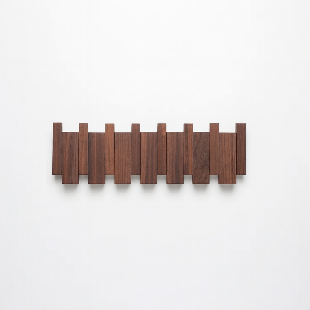 Wood Wall Key Coat Rack Magnetic Folding Hooks Entryway Organizer