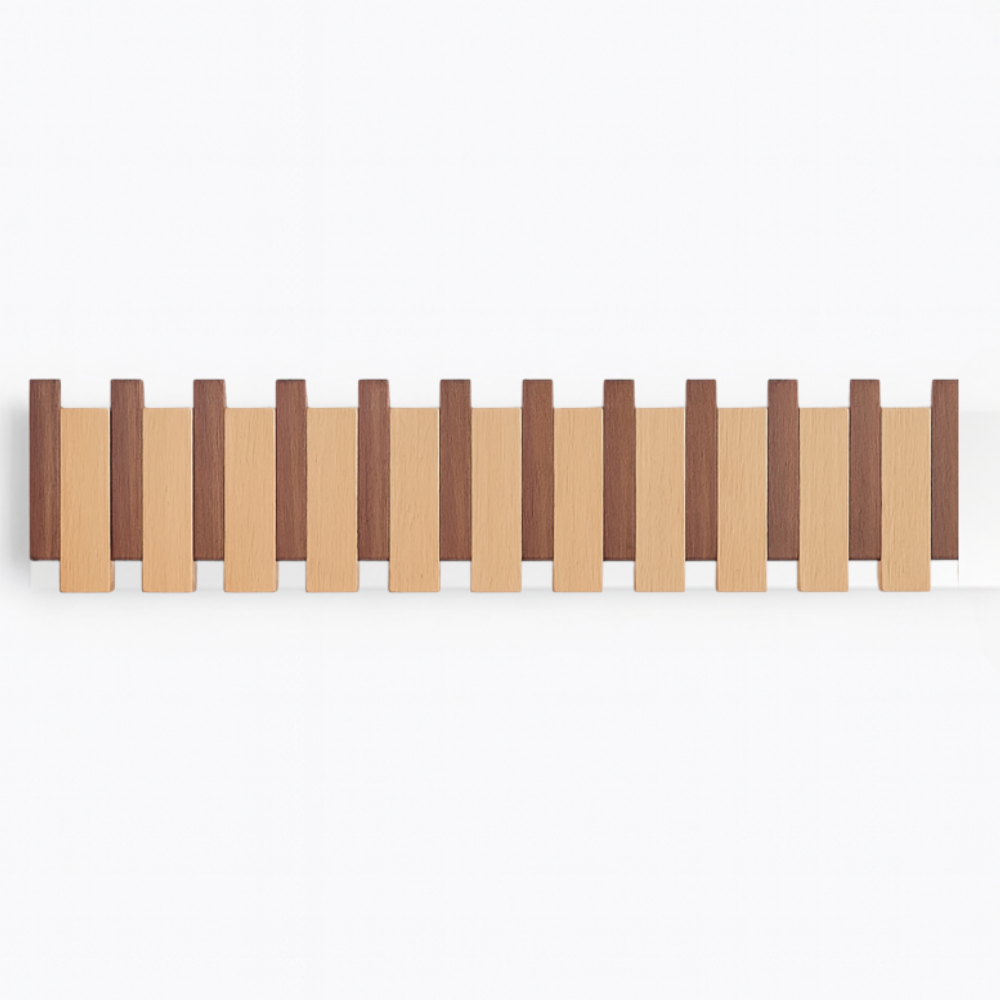 Perchero de pared de madera con llaves, ganchos plegables magnéticos, organizador para entrada