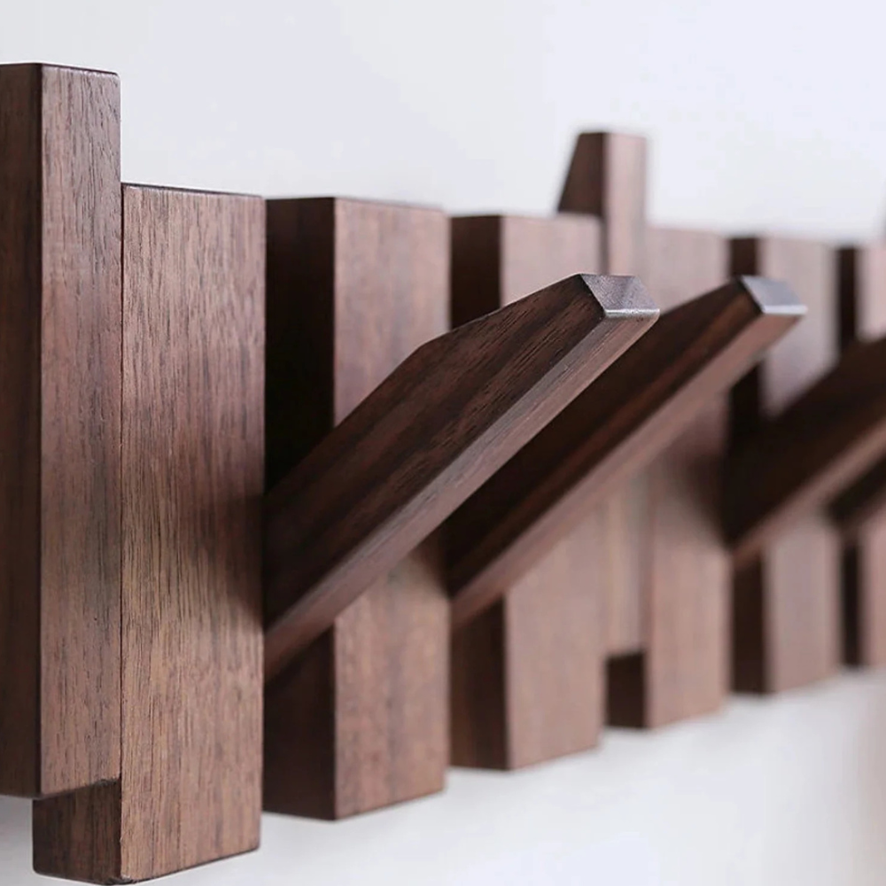 Perchero de pared de madera con llaves, ganchos plegables magnéticos, organizador para entrada