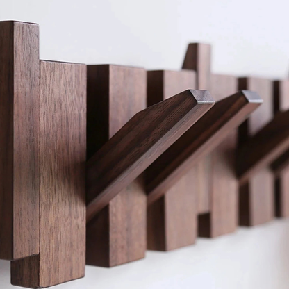 Wood Wall Key Coat Rack Magnetic Folding Hooks Entryway Organizer