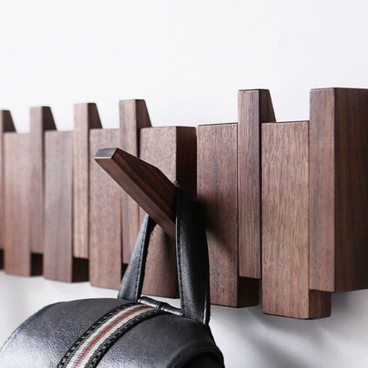 Wood Wall Key Coat Rack Magnetic Folding Hooks Entryway Organizer
