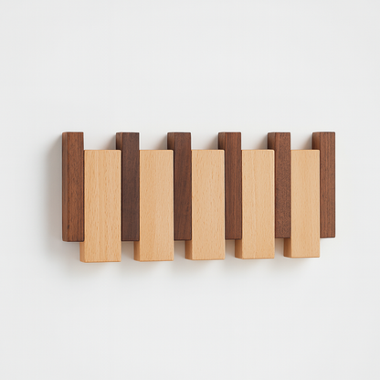 Wood Wall Key Coat Rack Magnetic Folding Hooks Entryway Organizer