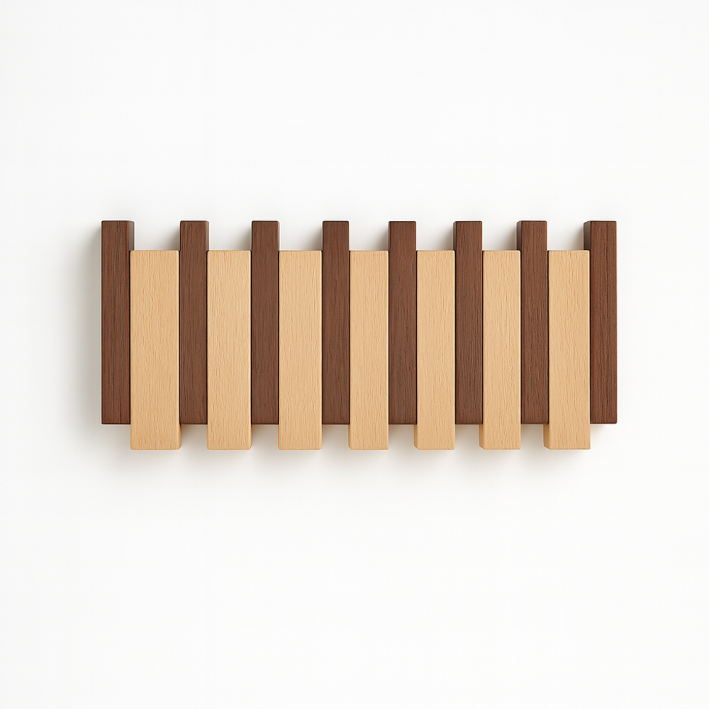 Perchero de pared de madera con llaves, ganchos plegables magnéticos, organizador para entrada