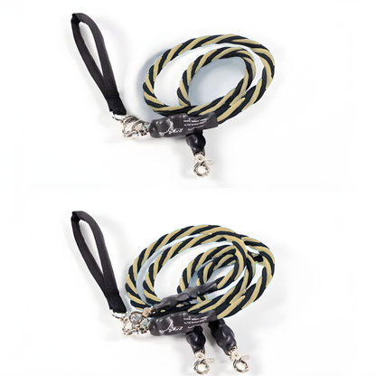 Pets Leash Double Nylon No Tangle Swivel Bungee Padded Handle