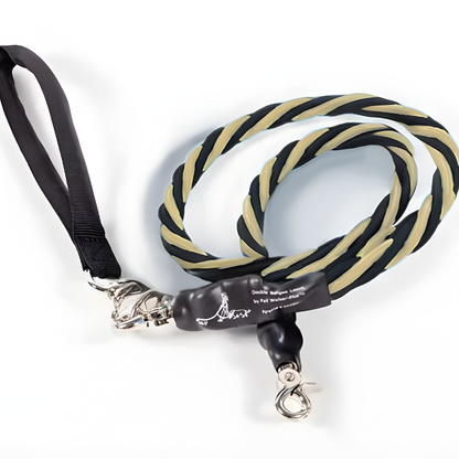 Pets Leash Double Nylon No Tangle Swivel Bungee Padded Handle