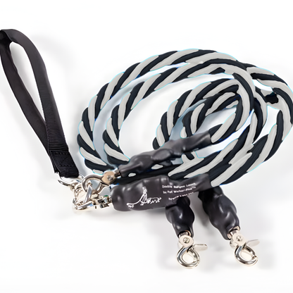 Pets Leash Double Nylon No Tangle Swivel Bungee Padded Handle