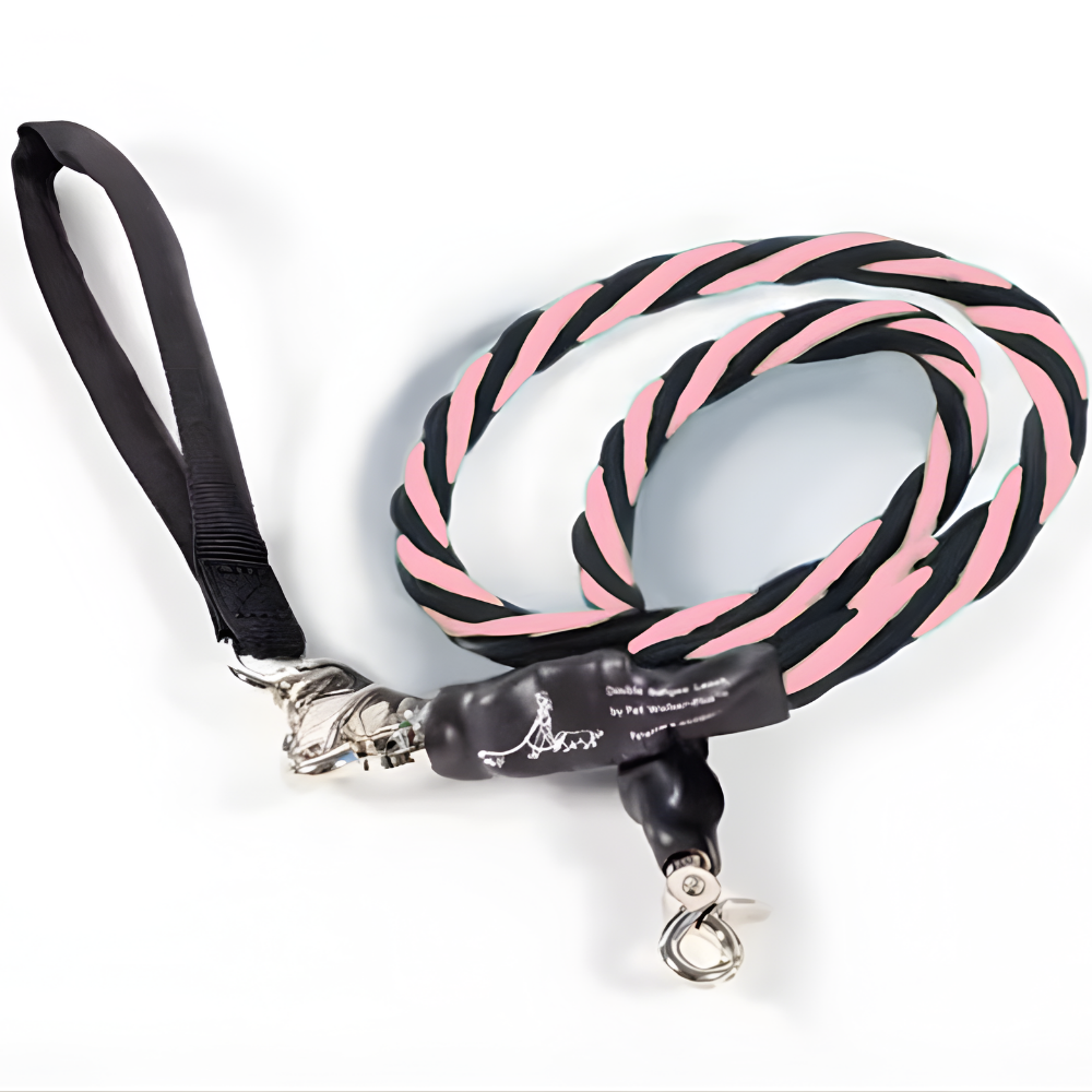Pets Leash Double Nylon No Tangle Swivel Bungee Padded Handle