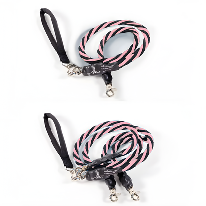 Pets Leash Double Nylon No Tangle Swivel Bungee Padded Handle