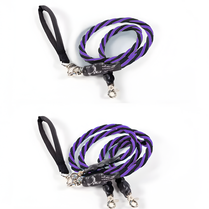 Pets Leash Double Nylon No Tangle Swivel Bungee Padded Handle