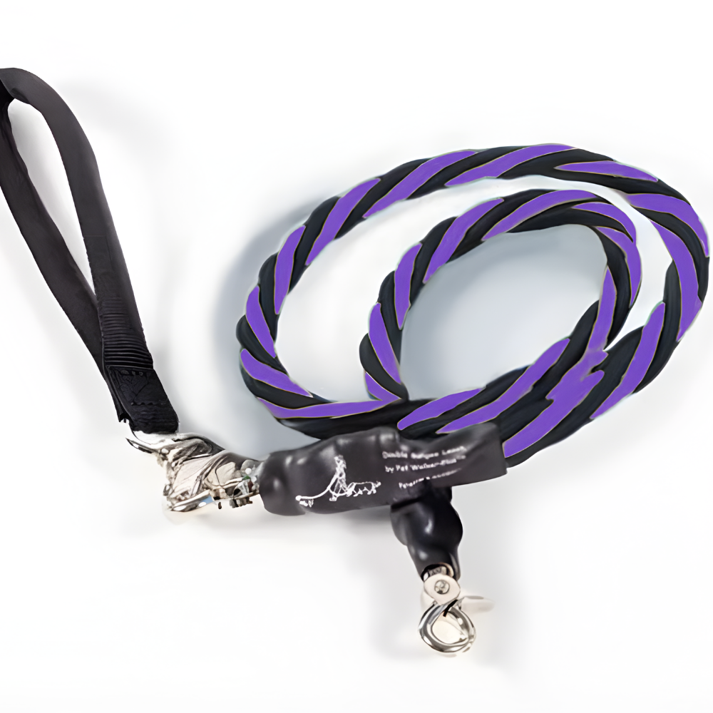 Pets Leash Double Nylon No Tangle Swivel Bungee Padded Handle