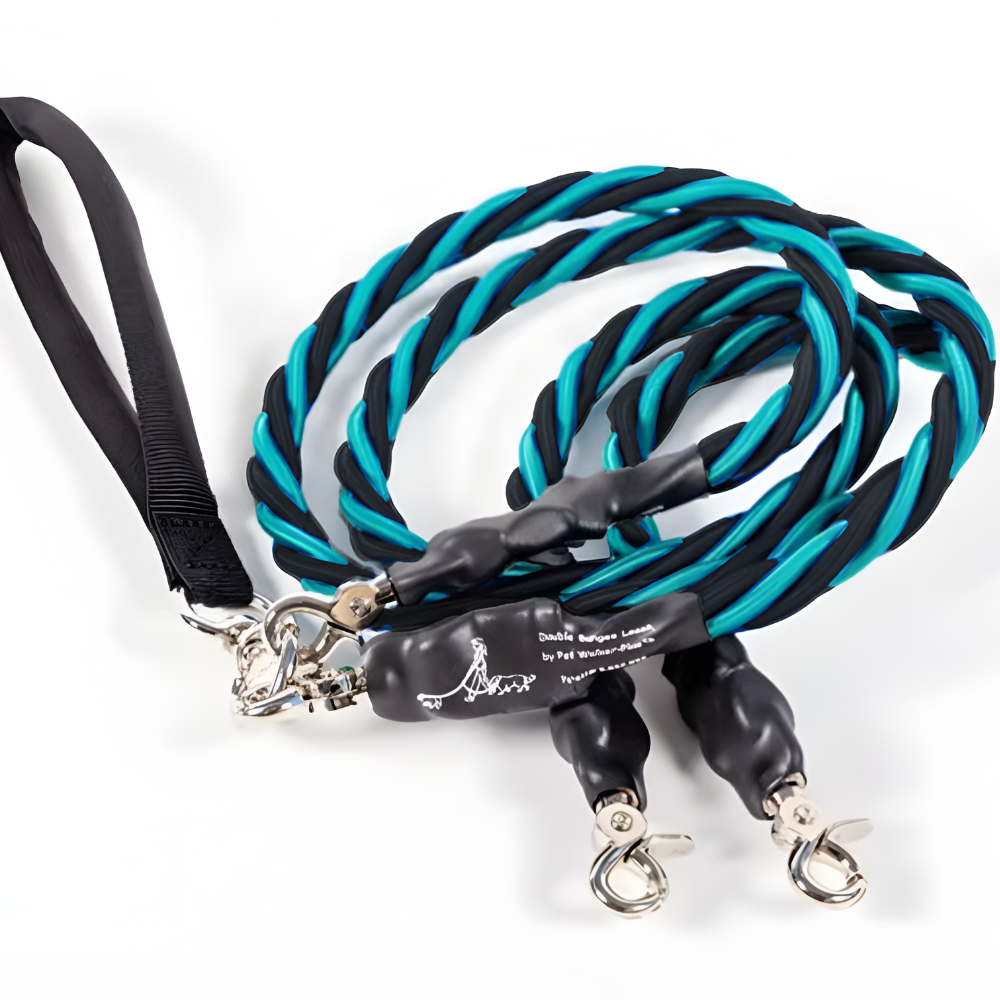 Pets Leash Double Nylon No Tangle Swivel Bungee Padded Handle