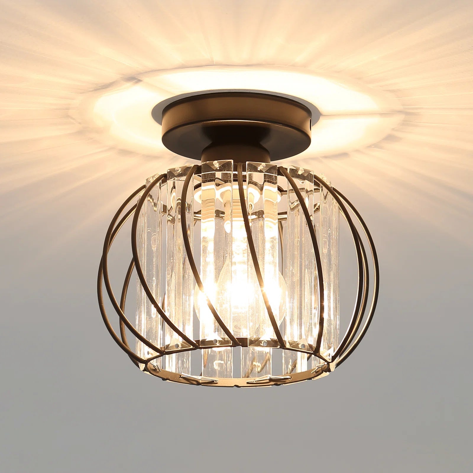 Set of 2 Elegant Glass Ceiling Lights for Hallway - Stylish Luxury Illumination for Home Décor