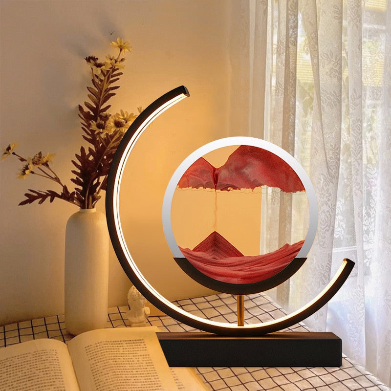 Lámpara de noche moderna LED con arte de arena