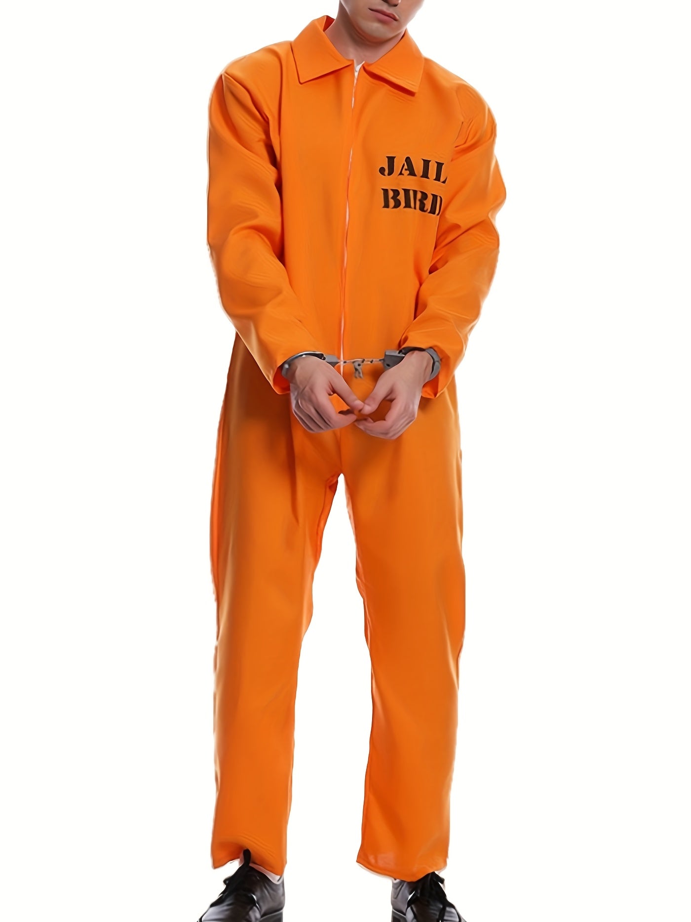 Disfraz de prisionero de Halloween para hombre con mono de manga larga | Divertido