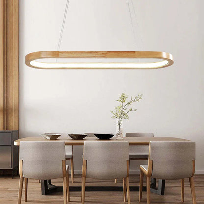 Drewniana lampa wisząca sufitowa LED