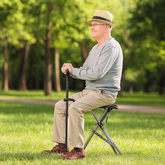 Canne de marche pliante en aluminium avec siège